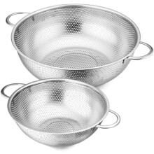 2-teiliges Edelstahl-Siebset (3 l & 5 l), mikroperforiert, robust, spülmaschinenfest, für Nudeln, Gemüse und Obst