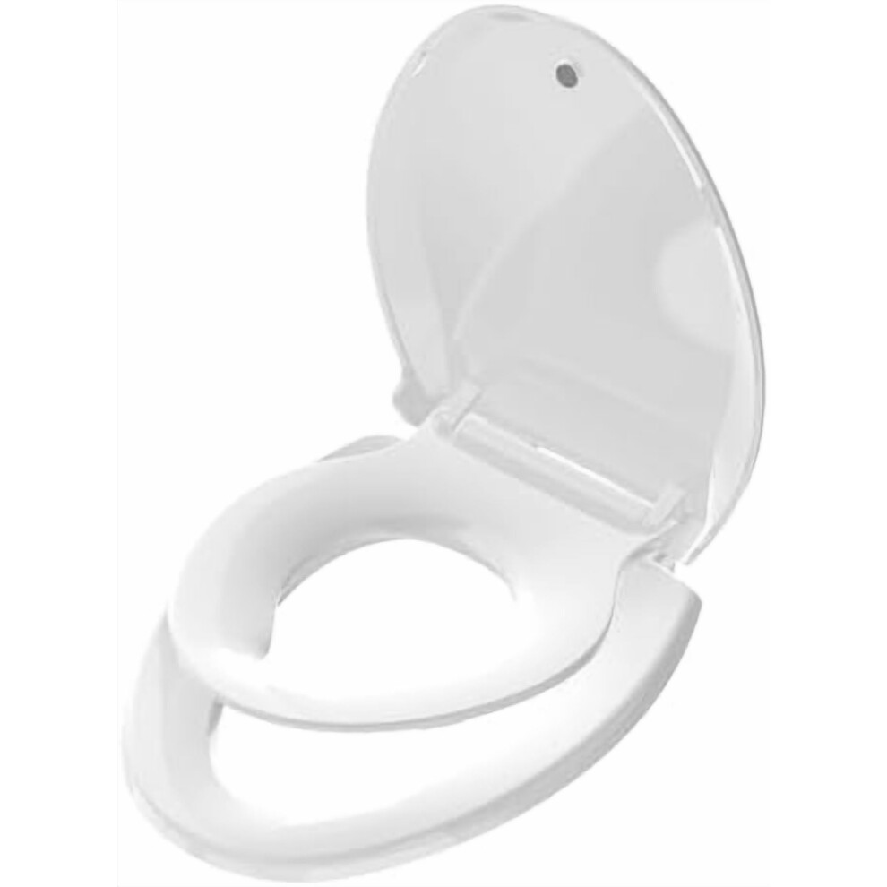 Elongated Family Toilet Seat With Built-In Toddler Potty, Soft-Close Lid & Magnet, Easy-Clean Pp (White, 18.5") 9485826331537