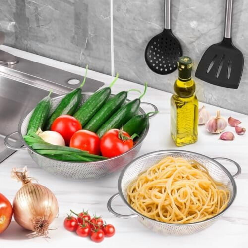Σουρωτήρι από ανοξείδωτο ατσάλι 5Qt με μικροδιάτρητη λαβή 1