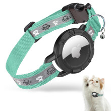 Reflective Airtag Cat Collar, JIARUI Integrated Apple Airtag Cat Collar, GPS Cat Tracker Collar with Airtag Holder and Bell, Lightweight Cat Tracker