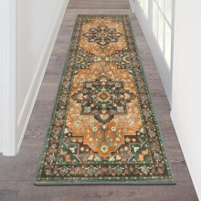 Tapis de couloir HEBE 60 x 180 cm, lavable, style vintage vieilli – Antidérapant, style bohème, idéal pour l'entrée, la buanderie, la cuisine