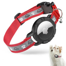 Reflective Airtag Cat Collar, JIARUI Integrated Apple Airtag Cat Collar, GPS Cat Tracker Collar with Airtag Holder and Bell, Lightweight Cat Tracker