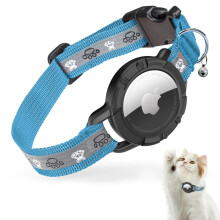 Reflective Airtag Cat Collar, JIARUI Integrated Apple Airtag Cat Collar, GPS Cat Tracker Collar with Airtag Holder and Bell, Lightweight Cat Tracker