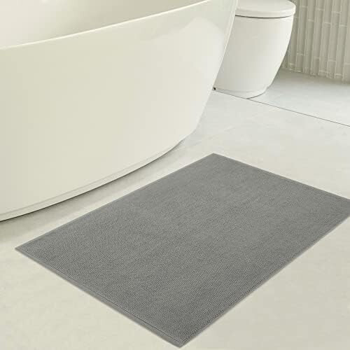 Tapis de bain en coton gris clair 43 x 61 cm 2