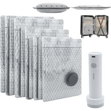 Upgraded Cordless Travel Vacuum Bag Set with Rechargeable Air Pump – 6/9 Pack, Compatible with Luggage & Suitcase Compression