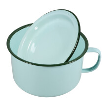 Retro Green Enamel Soup Bowl for Noodles and Rice - Kitchenware