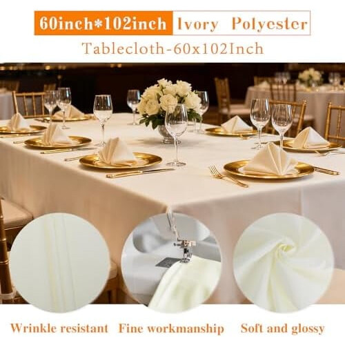Elfenben polyesterdug 60x102 tommer 6-pak 2