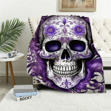 Couverture EastSmooth bleue à motif tête de mort mexicaine, douce et chaude, en microfibre, idéale pour la décoration du lit, du canapé et du