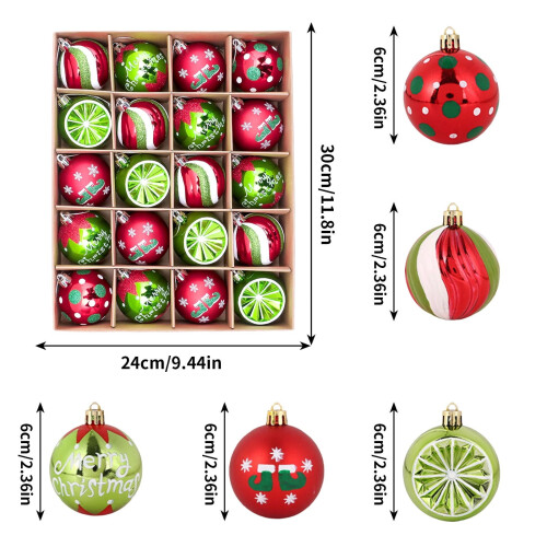 Christmas tree ornaments red green 20 pcs 1
