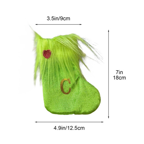 Vihreä kirjailtu joulusukka 7" 2
