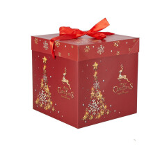 Grandes boîtes cadeaux de Noël avec couvercles, 20 x 20 x 20 cm, boîtes cadeaux carrées pliables motif Père Noël pour la décoration de Noël,