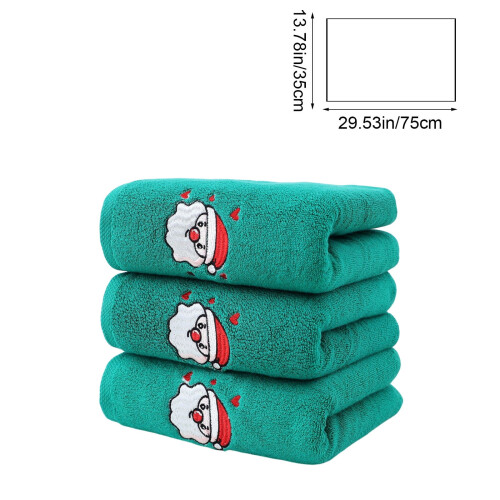 Ensemble de 3 serviettes de Noël brodées vertes en coton 2