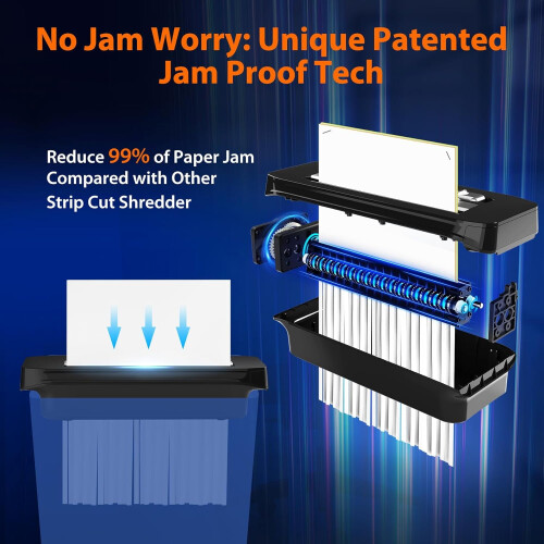 6-Sheet Strip-Cut Paper Shredder Portable Jam-Proof 1