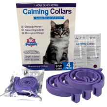 Cat Calming Collar (Pack of 4), Pheromone Infused Behaviour Support - Clinically Proven Anti-Stress & Anxiety Relief for Cats - Waterproof,