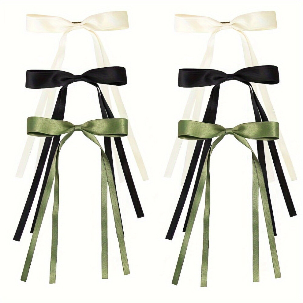 Unisex 6Pcs Bow Hair Clips For Women & Girls Â Cute Ribbon Bows For Thick/Thin & Long Hair, Compatible With All Hair Types