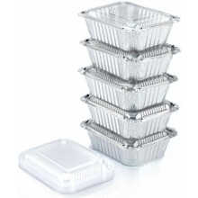55-Pack 1lb Aluminum Pans with Clear Lids, Disposable Foil Containers for Baking, Takeout & Freezer – 5.5"x4.5"x1.9"
