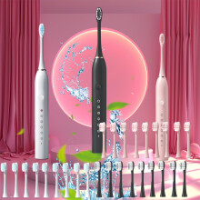 Electric Toothbrush with 6 Modes, IPX7 Waterproof, Rechargeable, Fast Charging, Includes 10 Brush Heads – Compatible with Oral-B