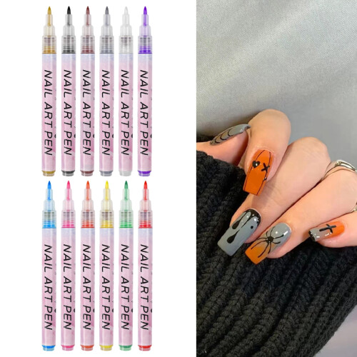 Σετ στυλό Opvise Nail Art – 12 τεμάχια, γρήγορο στέγνωμα, ζωηρό 2