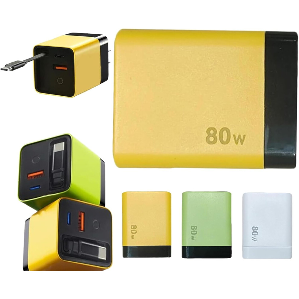 2026 Upgraded 3-In-1 Retractable 80W Max Fast Charger - Portable, For Cell Phone & Tablet, Scalable Power Adapter 9170372912667