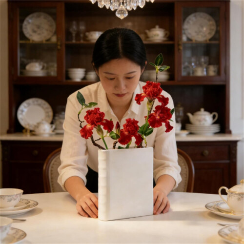 White Book-Shaped Vase 6.2x7.7in 1