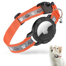 Reflective Airtag Cat Collar, JIARUI Integrated Apple Airtag Cat Collar, GPS Cat Tracker Collar with Airtag Holder and Bell, Lightweight Cat Tracker