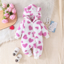 Lulshou Baby Romper – pluszowy kombinezon z kapturem, jednolity/wzorzysty, dla noworodków i raczkujących niemowląt, piżama/body (wyprzedaż)