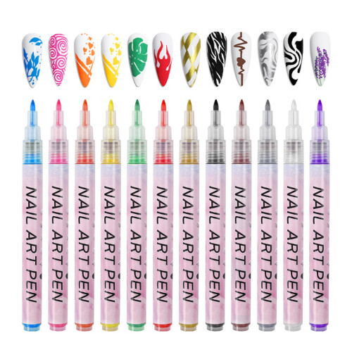 Σετ στυλό Opvise Nail Art – 12 τεμάχια, γρήγορο στέγνωμα, ζωηρό