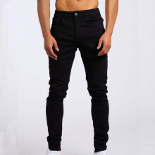 Mens Distressed Ripped Jeans Men's Skinny Stretch Tapered Leg Jeans Light Blue Black