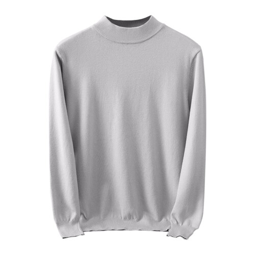 Herrenmode Stehkragenpullover Herbst Winter Lässiger einfarbiger Thermopullover Warm Strickpullover Top Herrenpullover (Grau Nr. 1, L)