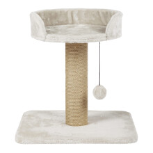 TRIXIE Mica Cat Tree 45 x 46 x 35 cm in light grey ? small & compact cat tree with cosy bed and play ball, comfortable & stable ? 44418