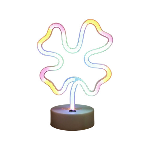 Lampe de table trèfle à quatre feuilles vert avec socle USB/batterie 1