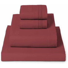 Ensemble de draps rouge brique pour lit double, 4 pièces, luxe rafraîchissant