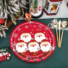 Honmine 16PCS Christmas Oval Paper Plates – Red/White Snowflake, Heavy-Duty Disposable Platters Compatible with Xmas Parties