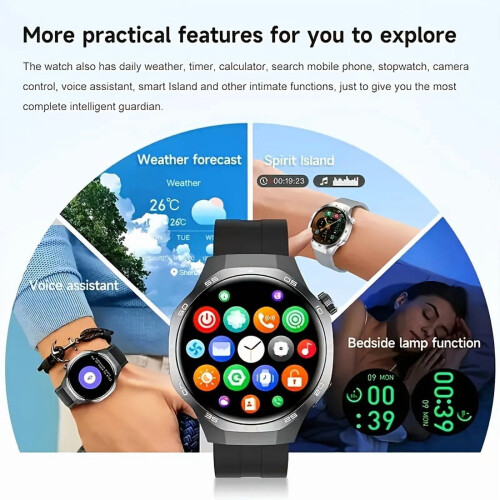 Smartwatch da uomo con notifiche di chiamate/messaggi, touch HD e contapassi – Compatibile con iPhone e Android 2
