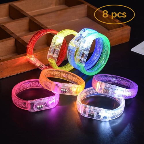 MesaSe8 τεμάχια πολύχρωμα βραχιόλια LED με λάμψη για παιδιά, είδη οργάνωσης πάρτι,