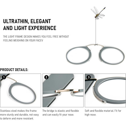 Gloiní Léitheoireachta Mini Gan Arm le Cás Miotail (2 Phéire) 2