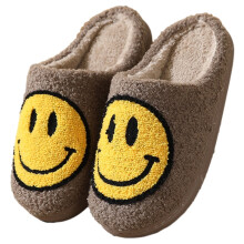 Dame Fuzzy Smile hjemmesko retro plys varm slip-on
