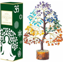 Árbol de la vida de cristal de los siete chakras – Árbol del dinero Feng Shui, decoración de piedras preciosas Bonsái, regalo de