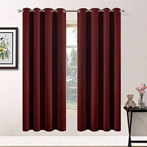 Cortinas opacas color rojo burdeos, 52x63 pulgadas, 2 paneles.