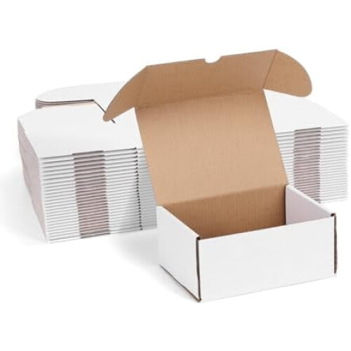 Conjunto de 25 caixas de envio brancas de 7x5x3 polegadas (17,8 x 12,7 x 7,6 cm), caixas de papelão ondulado para embalagem de presentes e