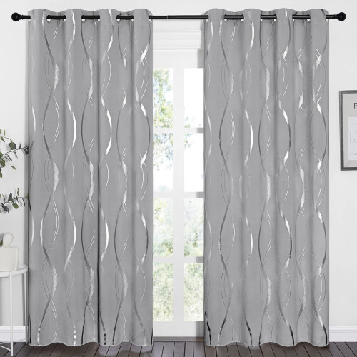 Blackout Curtains Silver Gray 52x84 in Microfiber 2 pcs 1