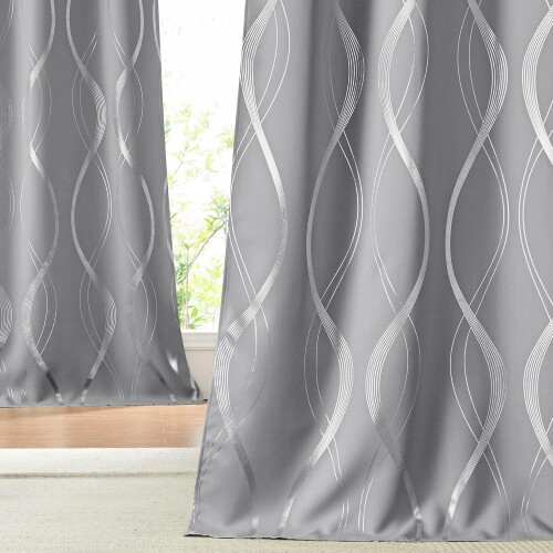 Blackout Curtains Silver Gray 52x84 in Microfiber 2 pcs 2