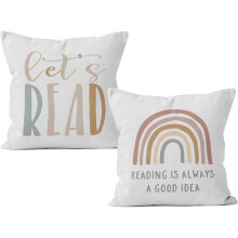 Capas de almofada Boho Rainbow para leitura, conjunto de 2 unidades de 45x45cm – Decoração para sala de aula e quarto infantil, compatíveis com