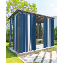 Cortinas externas listradas em azul marinho e branco, impermeáveis, com ilhós, para varanda/sacada/cabana, 137 cm x 213 cm, 1 painel, compatíveis