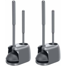 WC-Bürste & Pümpel-Set (2er-Pack), robust, mit verdeckter Halterung, für gründliche Reinigung – Grau