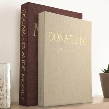 Dekoratives Kunstbuch-Set (2 Stück), braun-beige, Leinen