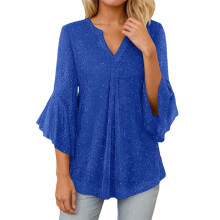 Top de lentejuelas de manga larga para mujer, estilo carnaval, ideal para vacaciones. Blusa de moda con cuello redondo holgado, elegante y casual,