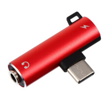 Adapter USB C do gniazda słuchawkowego 3,5 mm, czerwony