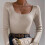 Damenpullover, modischer Rundhalspullover, Herbst/Winter, kurz, tailliert, weich gestrickt, einfarbig, langärmelig (Khaki, S) 4