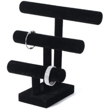 Soporte de tres niveles para pulseras, color negro – Organizador de exhibición y almacenamiento de joyas para mujeres y hombres, compatible con